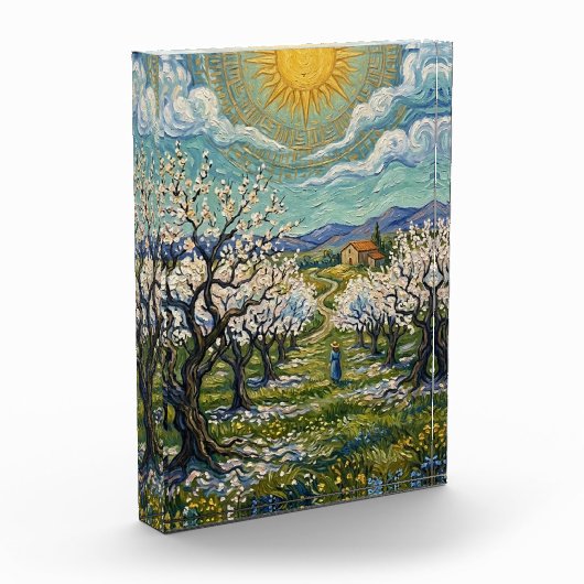 Van Gogh Style Almond Orchard Sunlit Spring Fotoblokken (Links)