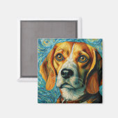 Van Gogh Style Beagle Art Magneet (Voorkant / Achterkant)