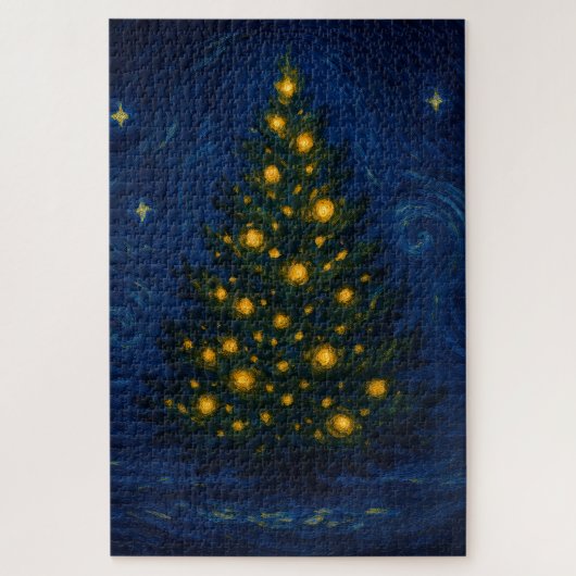Van Gogh-style Christmas Tree Jigsaw Puzzle (Vertical)