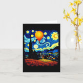 Van Gogh Style Hot Air Balloon Starry Night Long S Kaart (Gele Bloem)