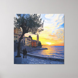 Van Gogh Style Ligurian Sunset – Stretch Canvas Afdruk