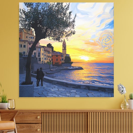 Van Gogh Style Ligurian Sunset – Stretch Canvas Afdruk (Insitu (Woonkamer))