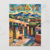 Van Gogh Style Santa Fe Travel Art met Adobe Home Briefkaart (Voorkant)