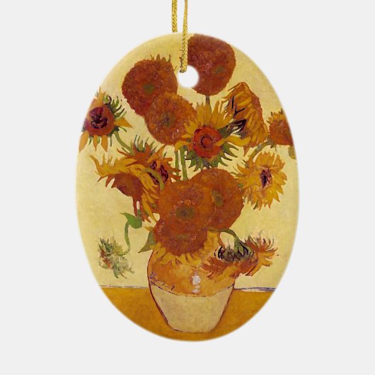 Van Gogh Sunflower (F454) fijne kunst Keramisch Ornament (Achterkant)