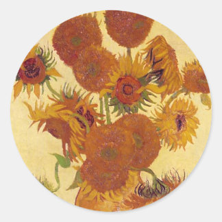Van Gogh Sunflower (F454)  fijne kunst Ronde Sticker