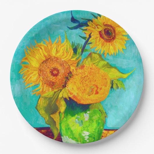 Van Gogh Sunflower Papieren Bordje (Voorkant)