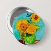 Van Gogh Sunflower Ronde Button 7,6 Cm (Voorkant /achterkant)