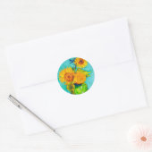 Van Gogh Sunflower Ronde Sticker (Envelop)