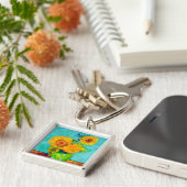 Van Gogh Sunflower Sleutelhanger (Zijkant)