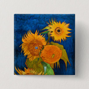 Van Gogh Sunflower Vierkante Button 5,1 Cm