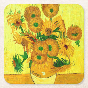 Van Gogh Sunflower Vierkante Kartonnen Onderzetter