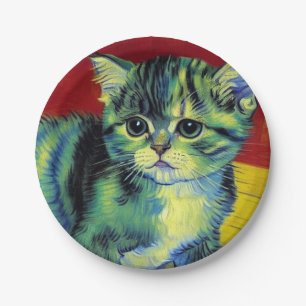 Van Gogh Tabby Cat Papieren Bordje