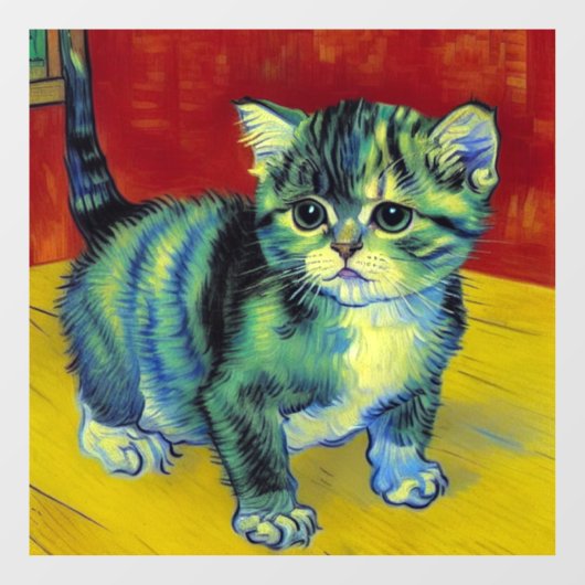 Van Gogh Tabby Cat Raamsticker (Vel)