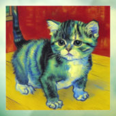 Van Gogh Tabby Cat Raamsticker (Vel 3)