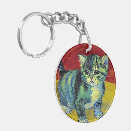 Van Gogh Tabby Cat Sleutelhanger (Voorkant Links)