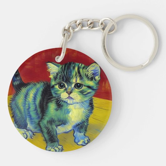 Van Gogh Tabby Cat Sleutelhanger (Achterkant)