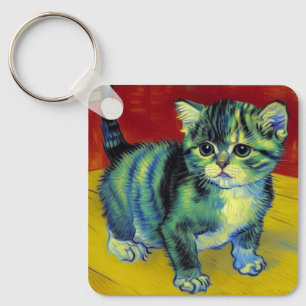 Van Gogh Tabby Cat Sleutelhanger