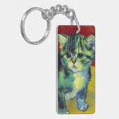 Van Gogh Tabby Cat Sleutelhanger (Voorkant Links)