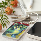 Van Gogh Tabby Cat Sleutelhanger (Voorkant Rechts)
