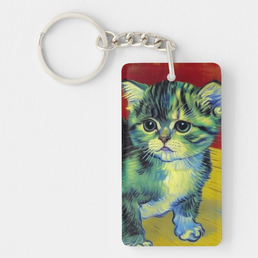 Van Gogh Tabby Cat Sleutelhanger (Voorkant)