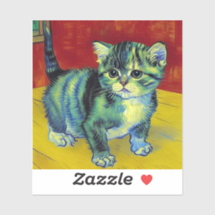 Van Gogh Tabby Cat Sticker