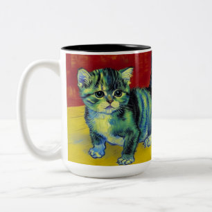 Van Gogh Tabby Cat Tweekleurige Koffiemok