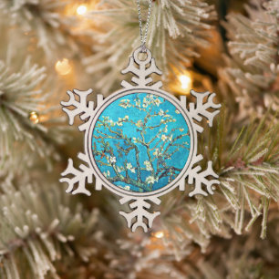 Van Gogh: Takken met amandelbloesem Tin Sneeuwvlok Ornament