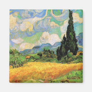 Van Gogh Tarweveld met cipressen bij Haute Galline Magneet