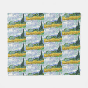 Van Gogh Tarweveld met cipressen Kunst Fleece Deken