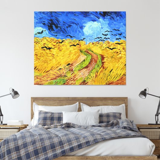 Van Gogh - Tarweveld met kraaien, beroemd schilder Canvas Afdruk (Insitu (Slaapkamer))