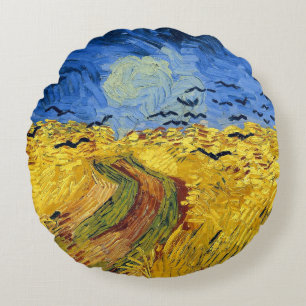 Van Gogh Tarwevelden impressionistische Schilderij Rond Kussen