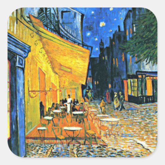 Van Gogh - terras bij het café Vierkante Sticker (Voorkant)