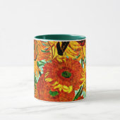 Van Gogh - Tournesols 12 Mug à café à deux tons (Centre)