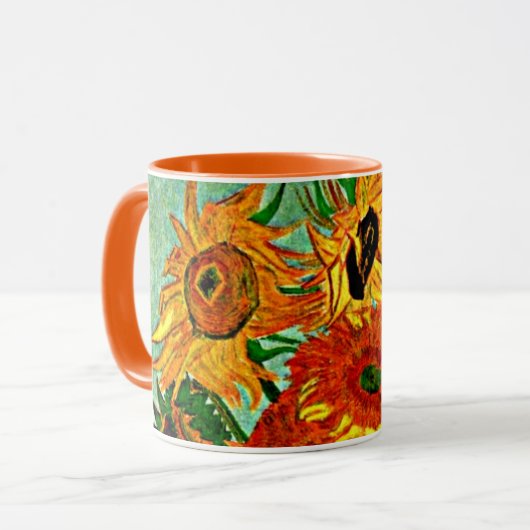 Van Gogh - Tournesols 12 Mug Café Deux Tons (Devant gauche)