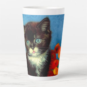 Van Gogh Tuxedo Cat Latte Mok