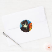 Van Gogh Tuxedo Cat Ronde Sticker (Envelop)