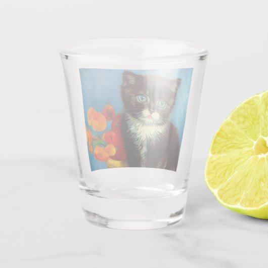 Van Gogh Tuxedo Cat Shot Glas (Achterkant)