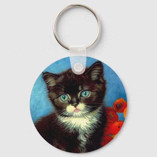Van Gogh Tuxedo Cat Sleutelhanger (Voorkant)