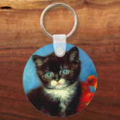 Van Gogh Tuxedo Cat Sleutelhanger (Achterkant)