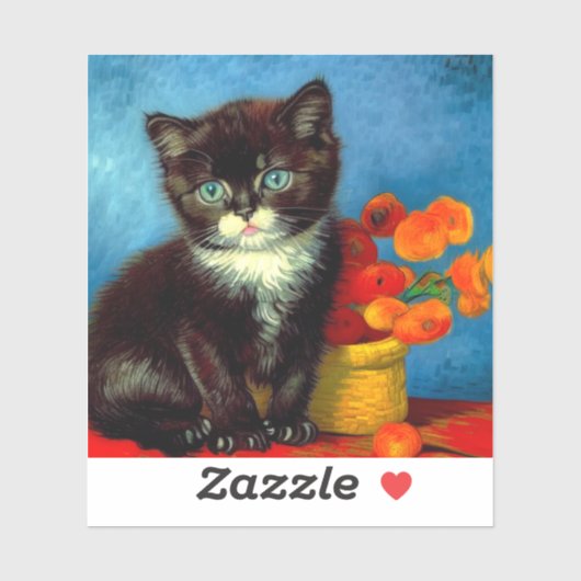 Van Gogh Tuxedo Cat Sticker (Vel)