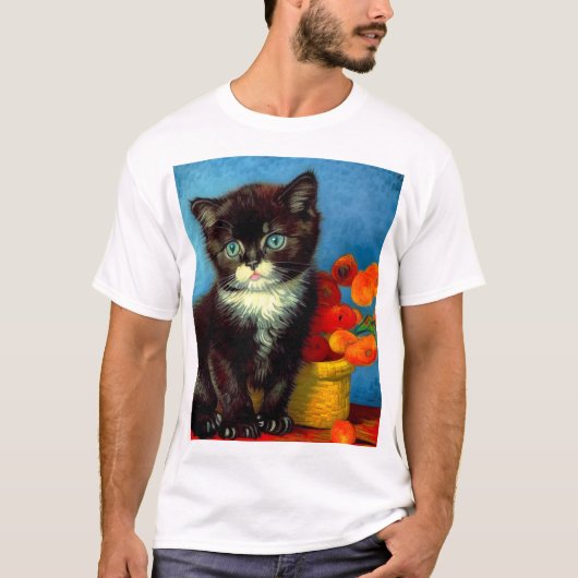 Van Gogh Tuxedo Cat T-shirt (Voorkant)