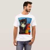 Van Gogh Tuxedo Cat T-shirt (Voorkant volledig)