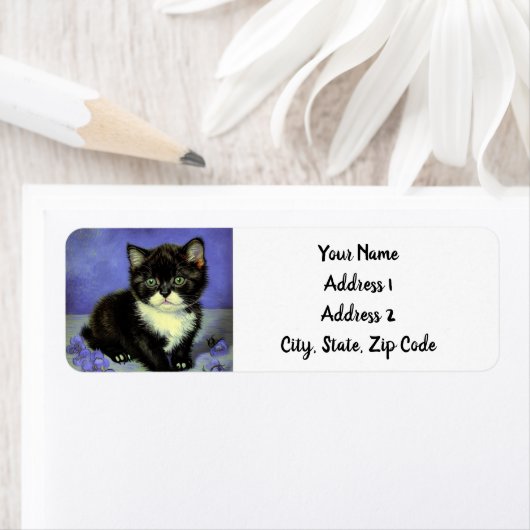 Van Gogh Tuxedo Kitten Etiket (Insitu)