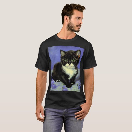 Van Gogh Tuxedo Kitten T-shirt (Voorkant volledig)