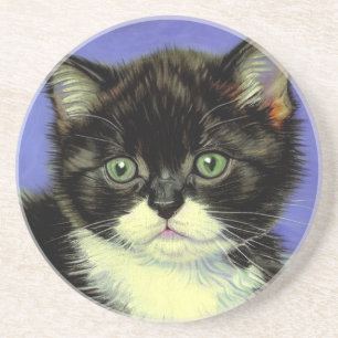 Van Gogh Tuxedo Kitten Zandsteen Onderzetter