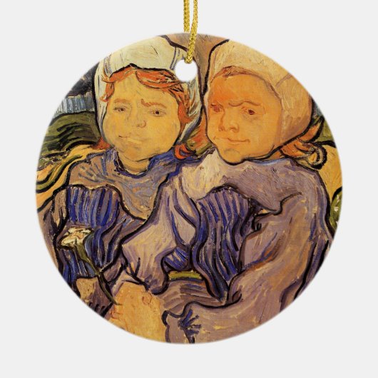 Van Gogh, twee kinderen,  impressionistische kunst Keramisch Ornament (Voorkant)