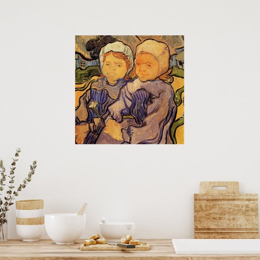 Van Gogh, twee kinderen,  impressionistische kunst Poster (Keuken)