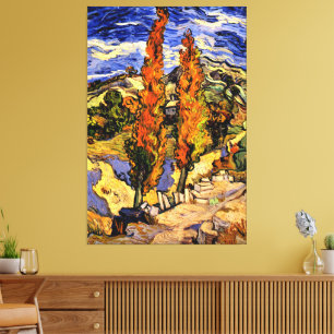 Van Gogh - Twee populieren op een heuvel Canvas Afdruk