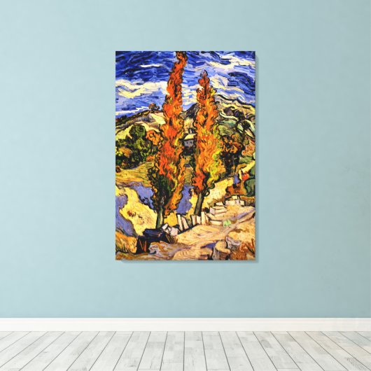 Van Gogh - Twee populieren op een heuvel Canvas Afdruk (Insitu (Houten vloer))