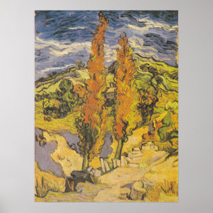 Van Gogh Twee Populieren - Trillend Geel Natuur Ku Poster